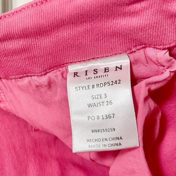Risen Belle High Rise Hot Pink Jogger Jeans Elastic Cuffs Women’s 3/26 Trendy - Picture 14 of 15